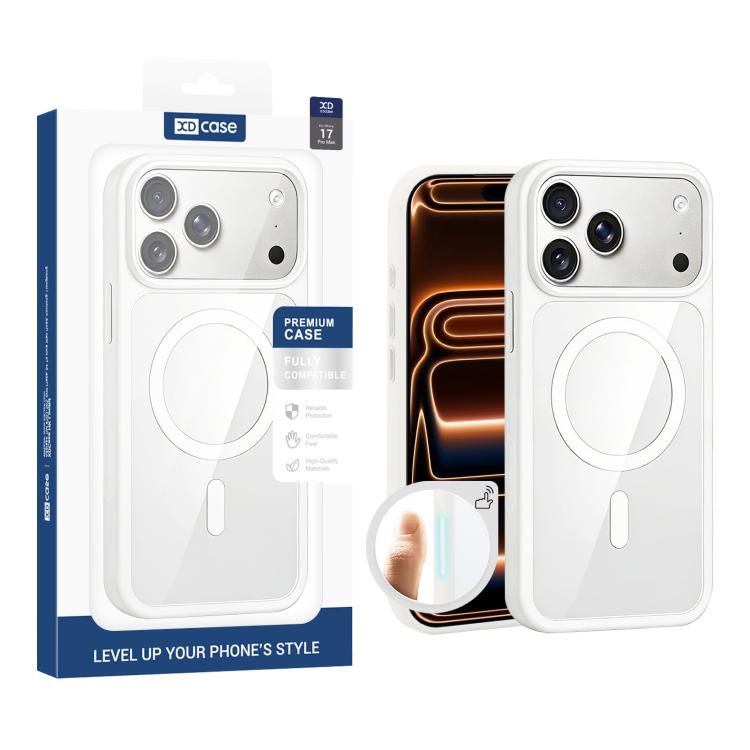 For iPhone 17 Pro Max XDcase JINDUN Clear Cover Independent Metal Button Magnetic Phone Case(Transparent)