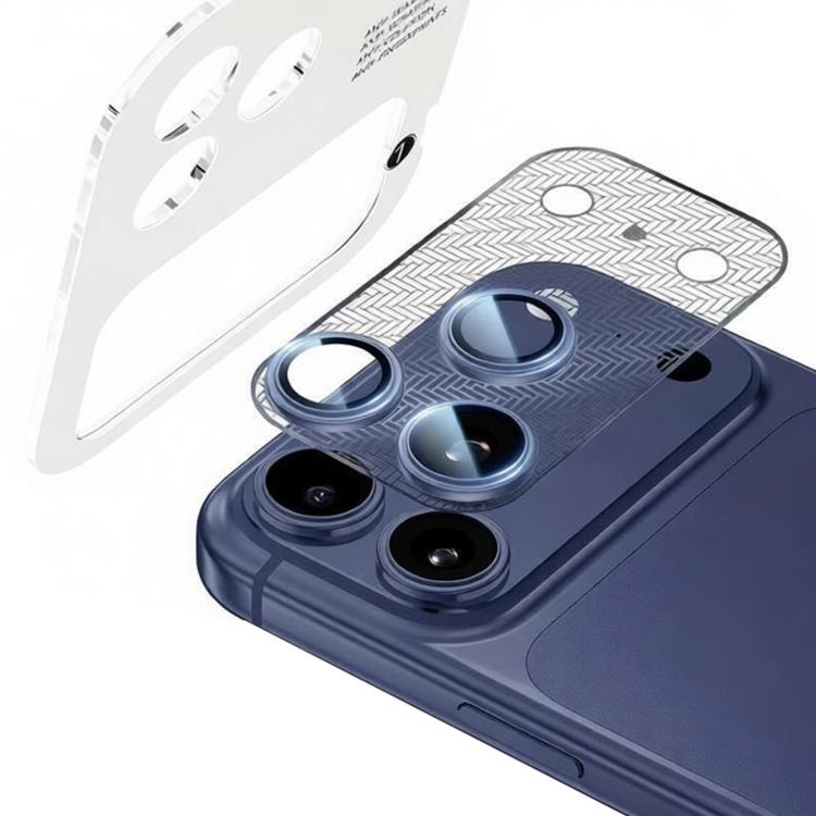 For iPhone 17 Pro Max XDcase Nickel Alloy Integrated Cicada Wing Hollow Base Lens Protector(Dark Blue)