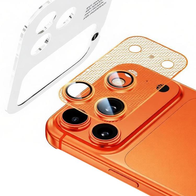 For iPhone 17 Pro Max XDcase Nickel Alloy Integrated Cicada Wing Hollow Base Lens Protector(Orange)
