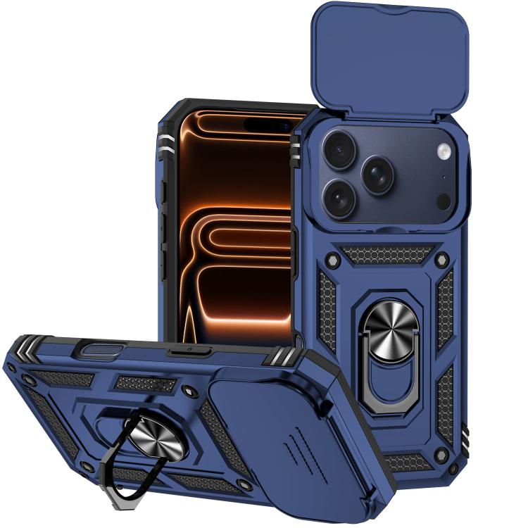 For iPhone 17 Pro Max XDcase Sliding Camshield Ring Holder Magnetic Phone Case(Blue)