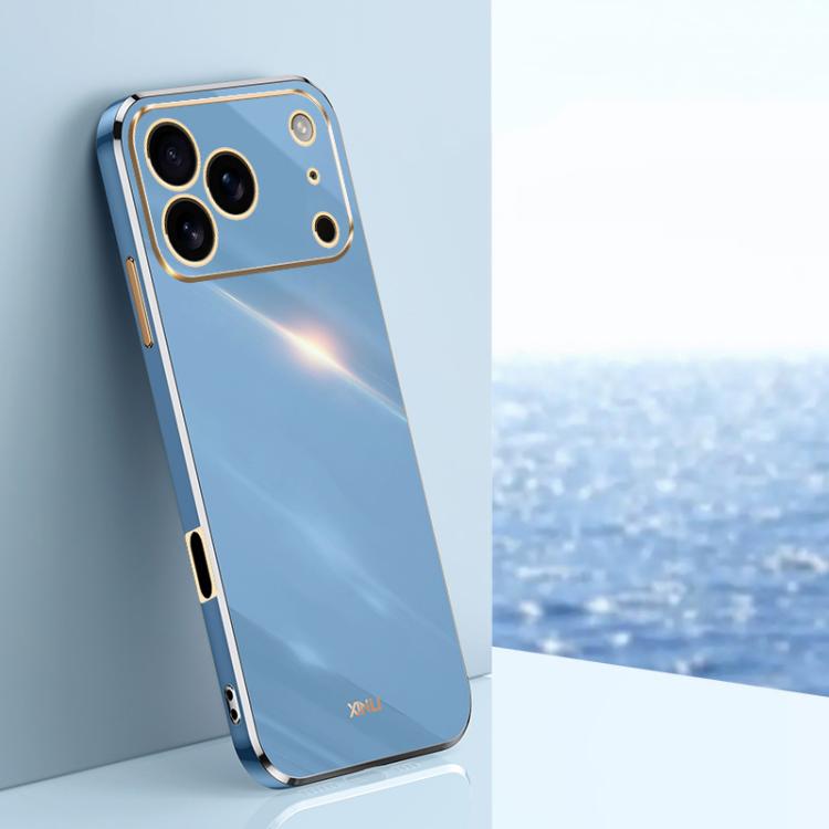 For iPhone 17 Pro Max XINLI Straight Edge 6D Electroplate TPU Phone Case(Celestial Blue)