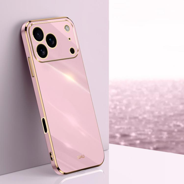 For iPhone 17 Pro Max XINLI Straight Edge 6D Electroplate TPU Phone Case(Cherry Purple)