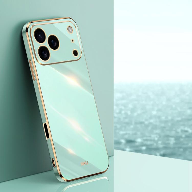 For iPhone 17 Pro Max XINLI Straight Edge 6D Electroplate TPU Phone Case(Mint Green)