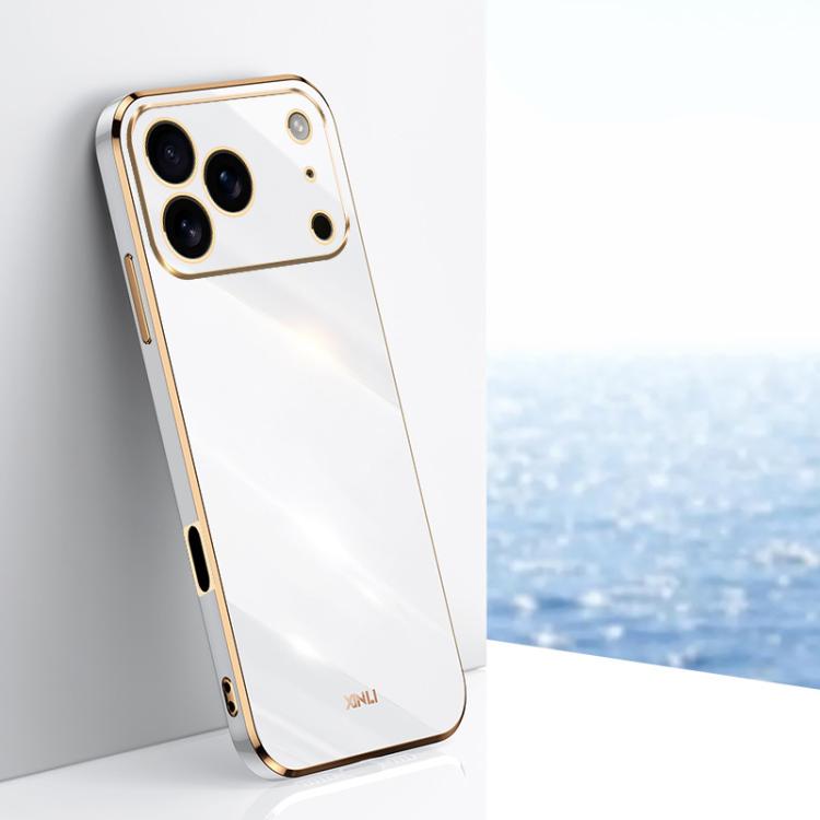 For iPhone 17 Pro Max XINLI Straight Edge 6D Electroplate TPU Phone Case(White)