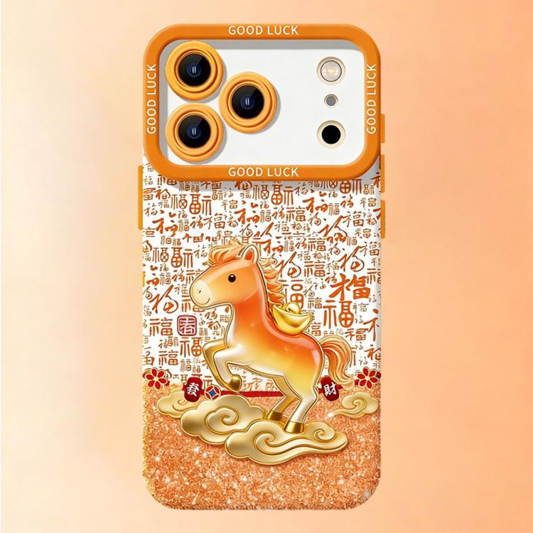 For iPhone 17 Pro Max Year Of The Horse Liquid Silicone Full Coverage Shockproof Phone Case(Lucky Pony)