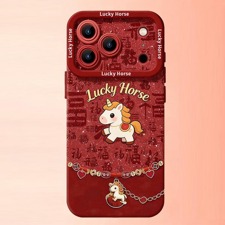 For iPhone 17 Pro Max Year Of The Horse Skin Feel Liquid Silicone Full Coverage Phone Case(Lucky Big Horse)