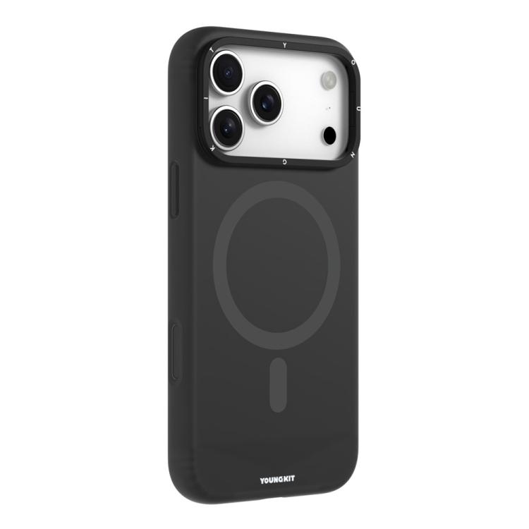 For iPhone 17 Pro Max YOUNGKIT Condensate Magnetic Series Lens Frame Holder Silicone Phone Case(NZCX001 Black)