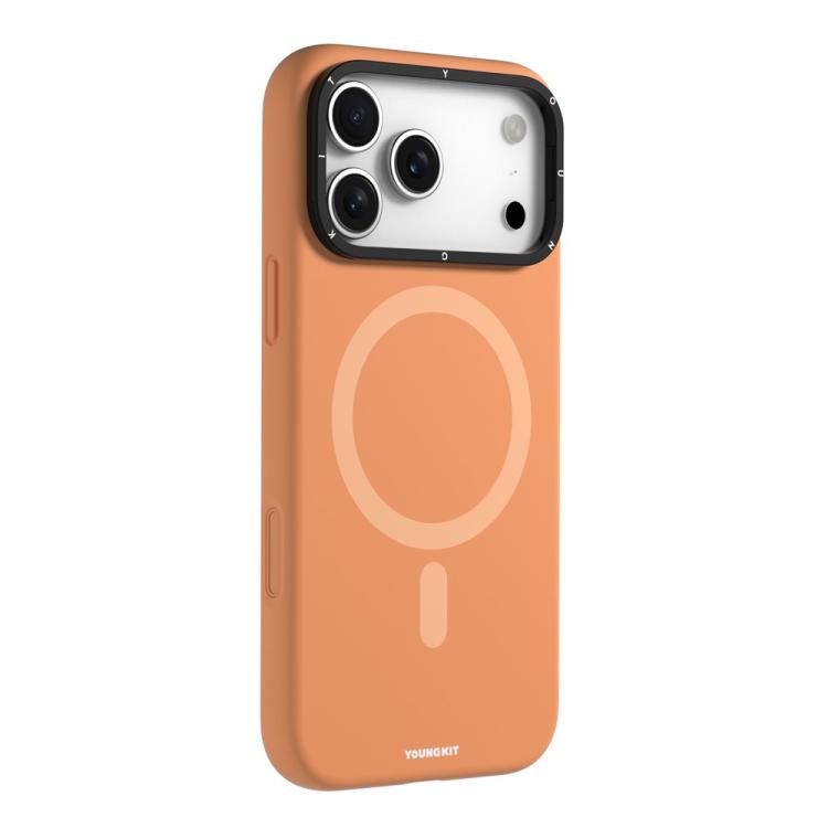 For iPhone 17 Pro Max YOUNGKIT Condensate Magnetic Series Lens Frame Holder Silicone Phone Case(NZCX006 Orange)
