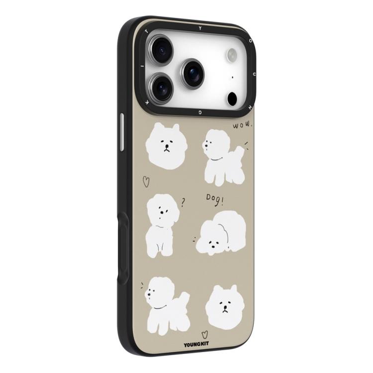 For iPhone 17 Pro Max YOUNGKIT Cute Animal Time Series Magnetic IMD TPU Phone Case(Milkshake Puppy)