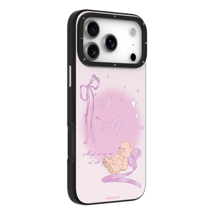 For iPhone 17 Pro Max YOUNGKIT Cute Animal Time Series Magnetic IMD TPU Phone Case(Violet Bear)