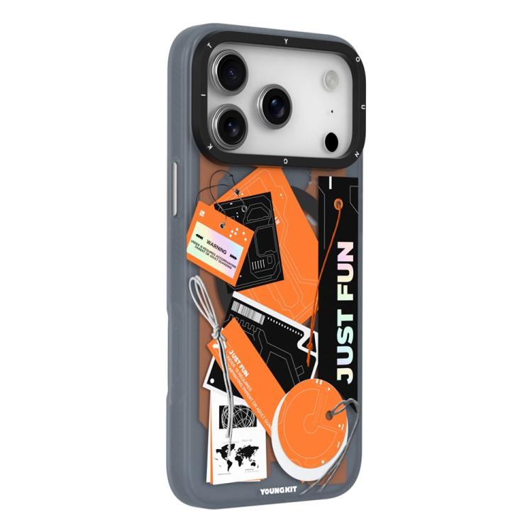 For iPhone 17 Pro Max YOUNGKIT Interdimensional Series Magnetic Matte IMD TPU Phone Case(Wild Orange Black)