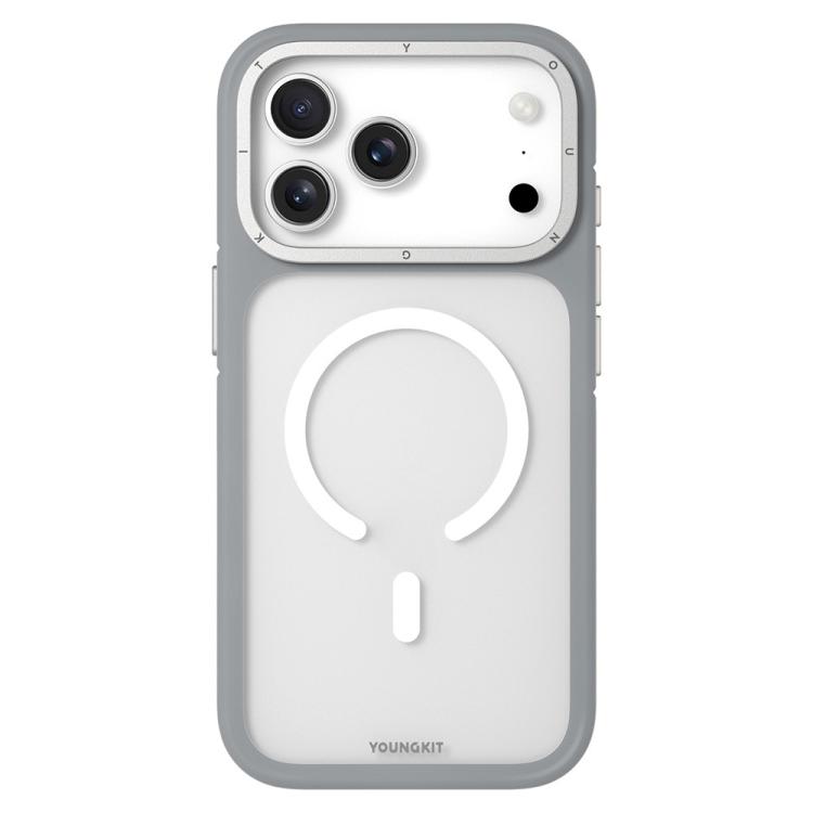 For iPhone 17 Pro Max YOUNGKIT Rocky Sand Skin-Touch Matte TPU PC Hybrid Magnetic Phone Case(YSCX003 Gray)