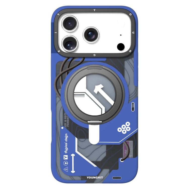 For iPhone 17 Pro Max YOUNGKIT Starship Series Rotation Holder IMD TPU Magnetic Phone Case(XJZHJ003 Blue)