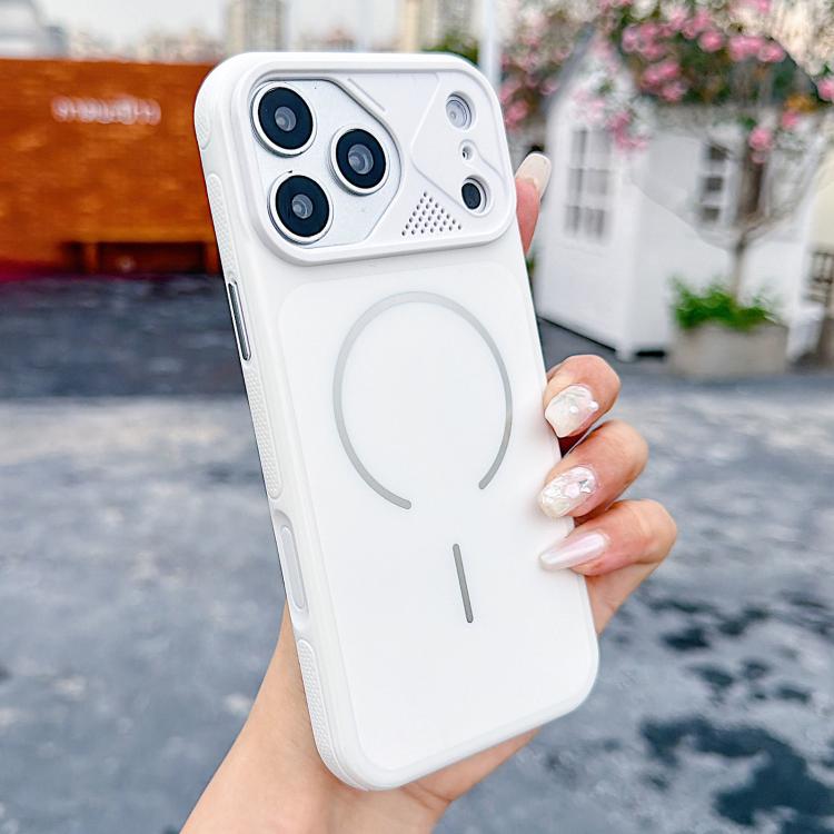 For iPhone 17 Pro Mecha Style Change to 17 Magnetic Phone Case(White)