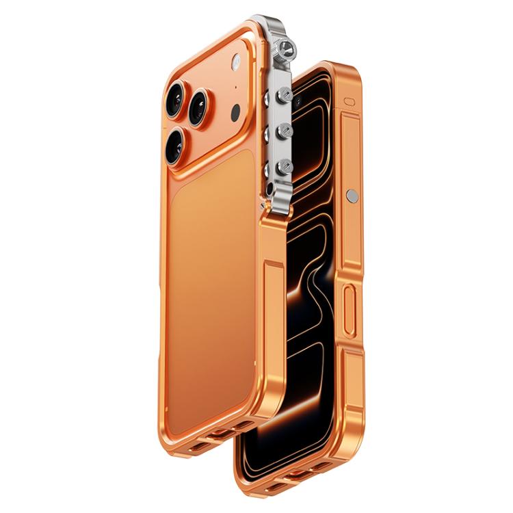 For iPhone 17 Pro Mechanical Armor Creative Metal Frame Aluminum Alloy Phone Case(Orange)