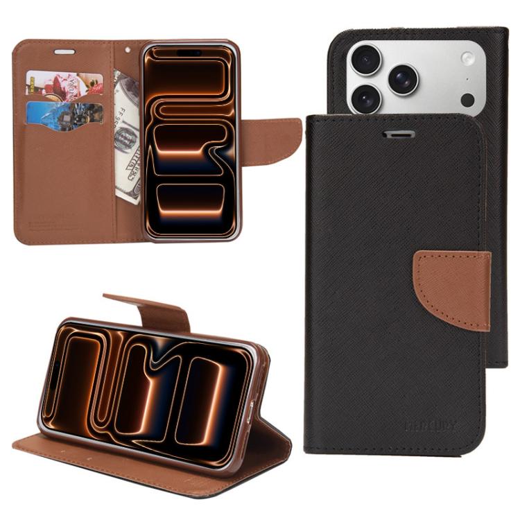 For iPhone 17 Pro Mercury Contrast Color Splicing Leather Phone Case(Brown)