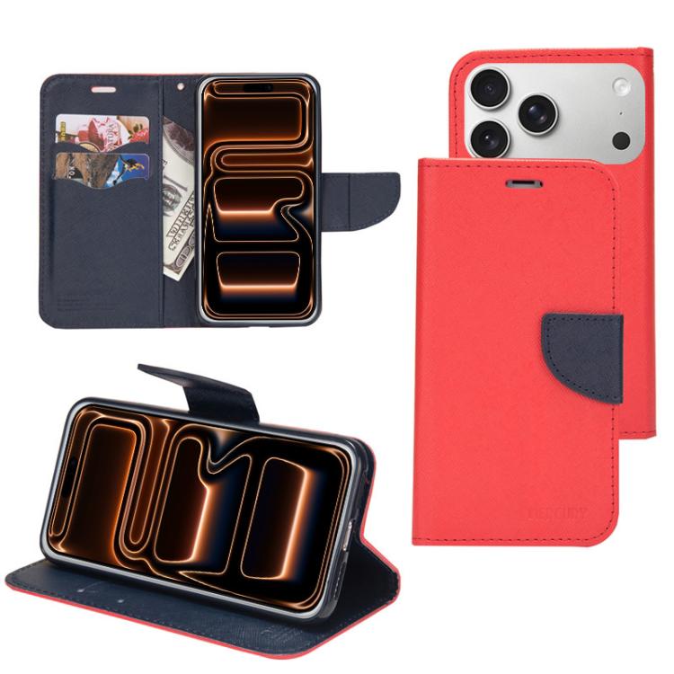For iPhone 17 Pro Mercury Contrast Color Splicing Leather Phone Case(Red)