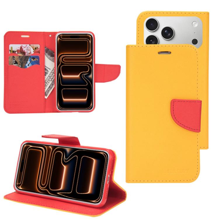 For iPhone 17 Pro Mercury Contrast Color Splicing Leather Phone Case(Yellow)