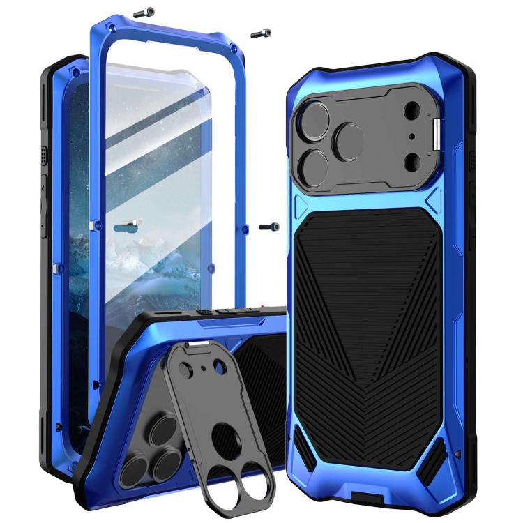 For iPhone 17 Pro Metal Armor Construction IP65 Waterproof Magnetic Phone Case(Blue)