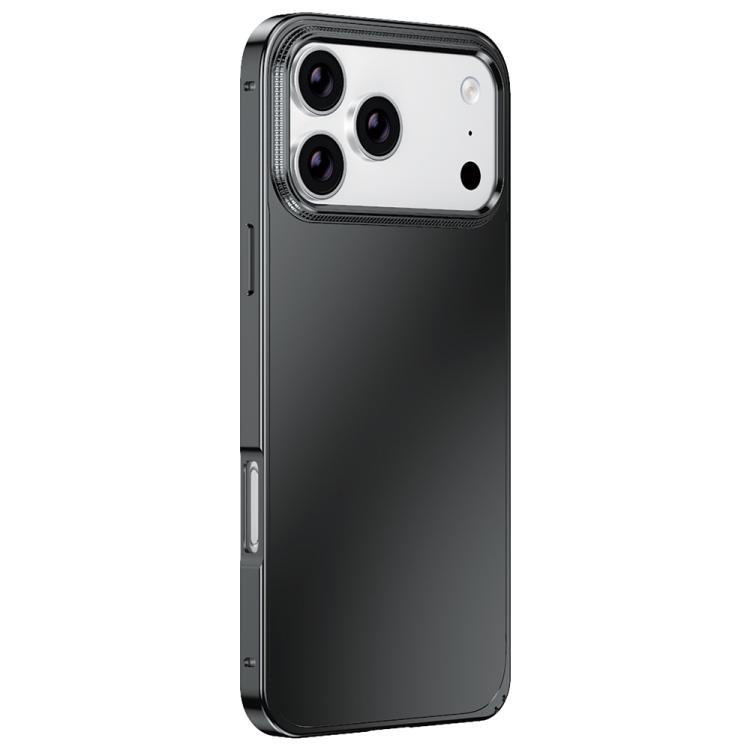 For iPhone 17 Pro Metal Frame Micro-frosted Back Panel Phone Case(Black)