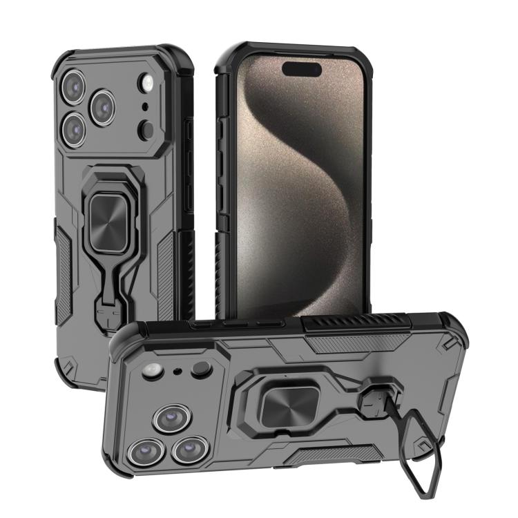 For iPhone 17 Pro Metal Kickstand TPU Hybrid PC Phone Case(Black)
