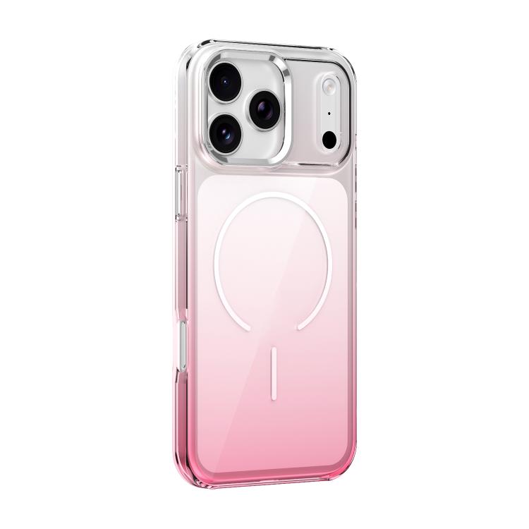 For iPhone 17 Pro Metal Lens Frame Gradient PC MagSafe Phone Case(Pink)