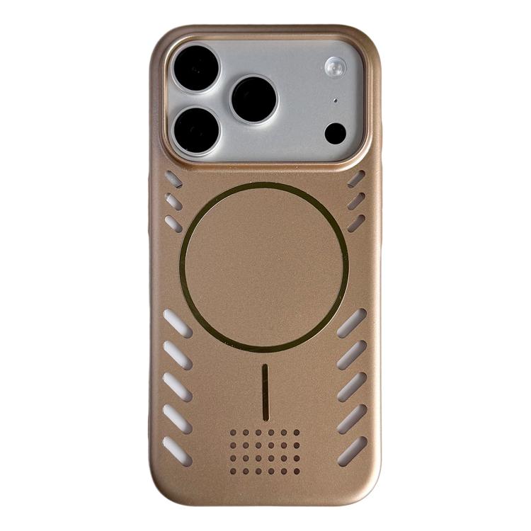 For iPhone 17 Pro Metallic Paint Cooling PC Magnetic Phone Case(Desert Gold)