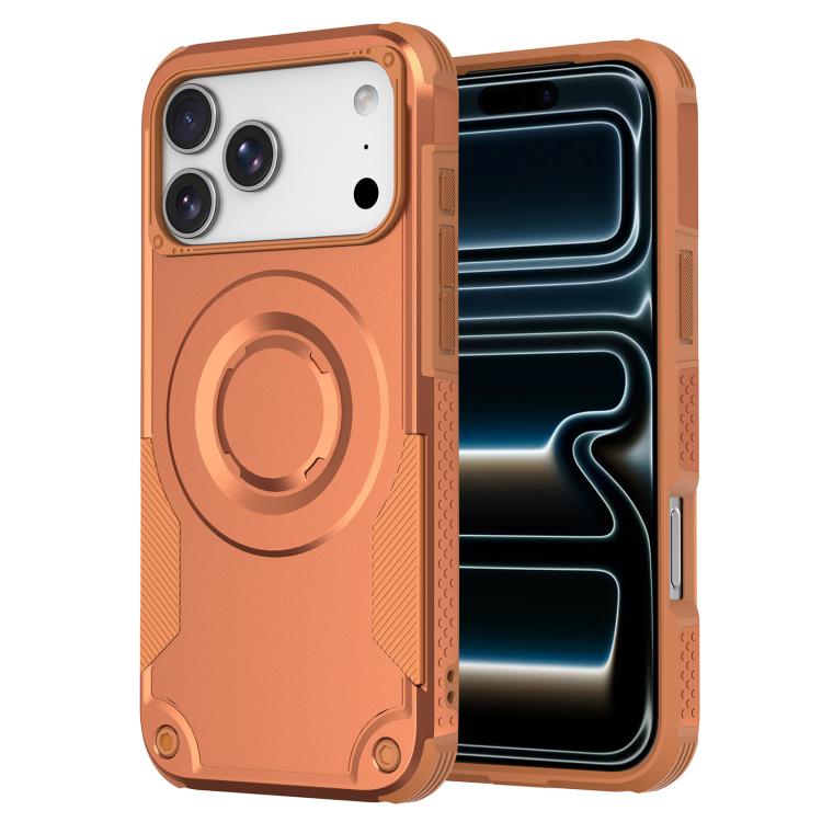 For iPhone 17 Pro Metallic Paint Magnetic PC Hybrid TPU Phone Case(Orange)