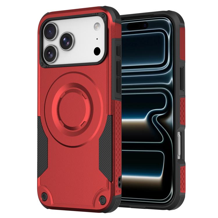 For iPhone 17 Pro Metallic Paint Magnetic PC Hybrid TPU Phone Case(Red)