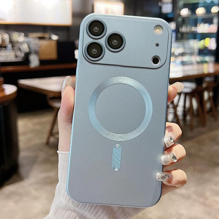 For iPhone 17 Pro Metallic Paint Magsafe Liquid TPU Phone Case(Sierra Blue)