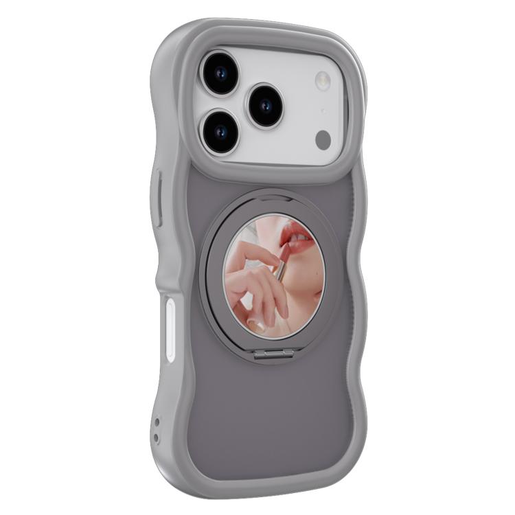For iPhone 17 Pro Mirror Holder MagSafe Phone Case(Grey)