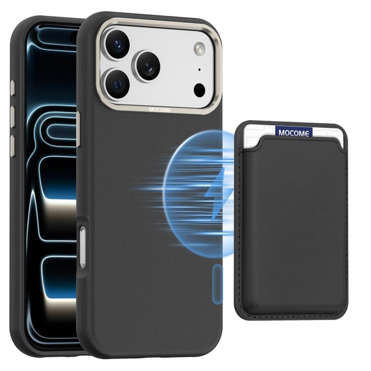 For iPhone 17 Pro Mocome Plain Magnetic Card Bag Phone Case(Black)