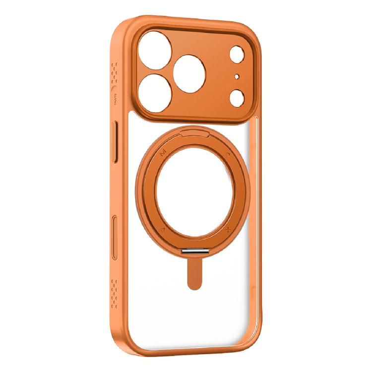 For iPhone 17 Pro MOMAX Magsafe Magnetic Metal Rotating Holder Phone Case(Orange)
