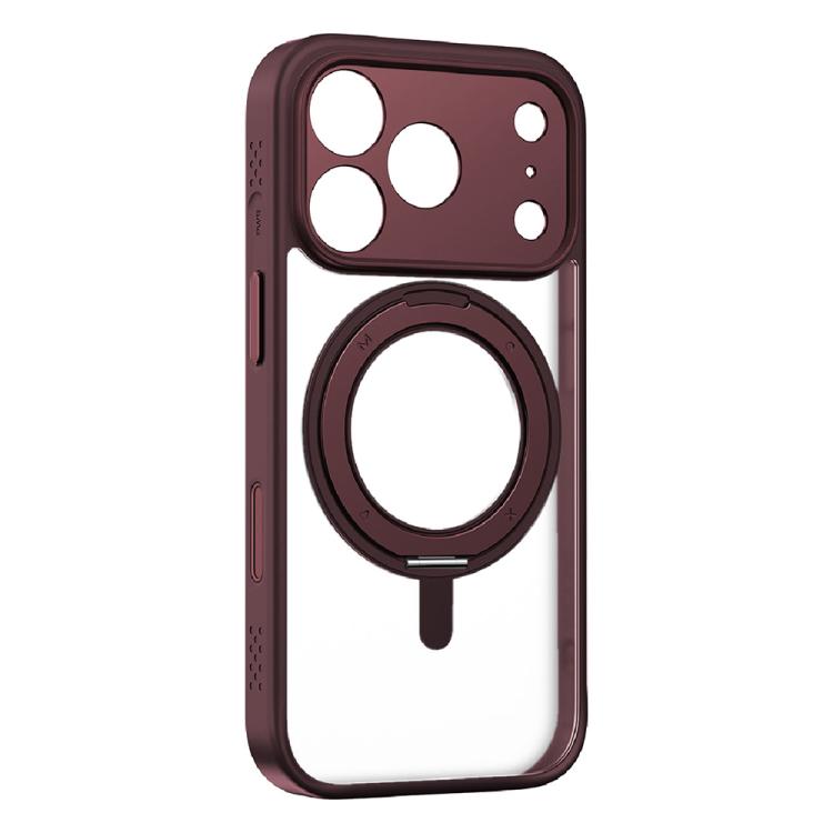 For iPhone 17 Pro MOMAX Magsafe Magnetic Metal Rotating Holder Phone Case(Red)