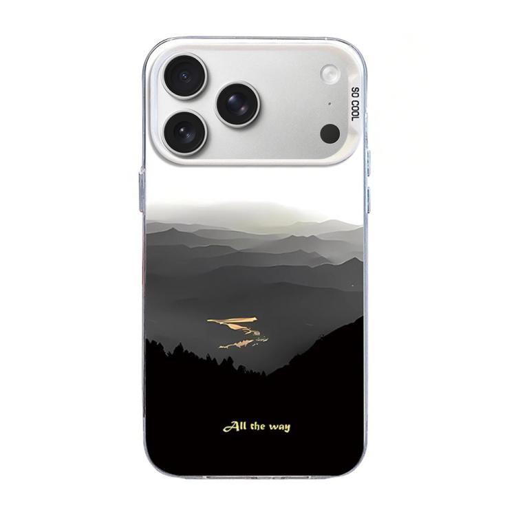 For iPhone 17 Pro Mountain Pattern Color Silver PC Hybrid TPU Phone Case(Mountains and Rivers)