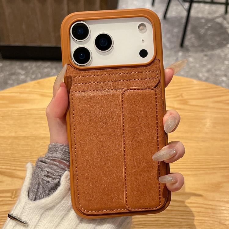 For iPhone 17 Pro Multifunctional Premium Card Bag Holder Phone Case(Brown)