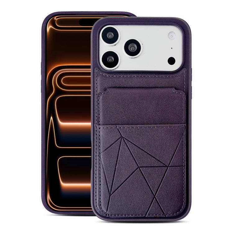 For iPhone 17 Pro Multifunctional Vertical Flip Card Wallet Holder Vegan Leather Back Phone Case(Purple)