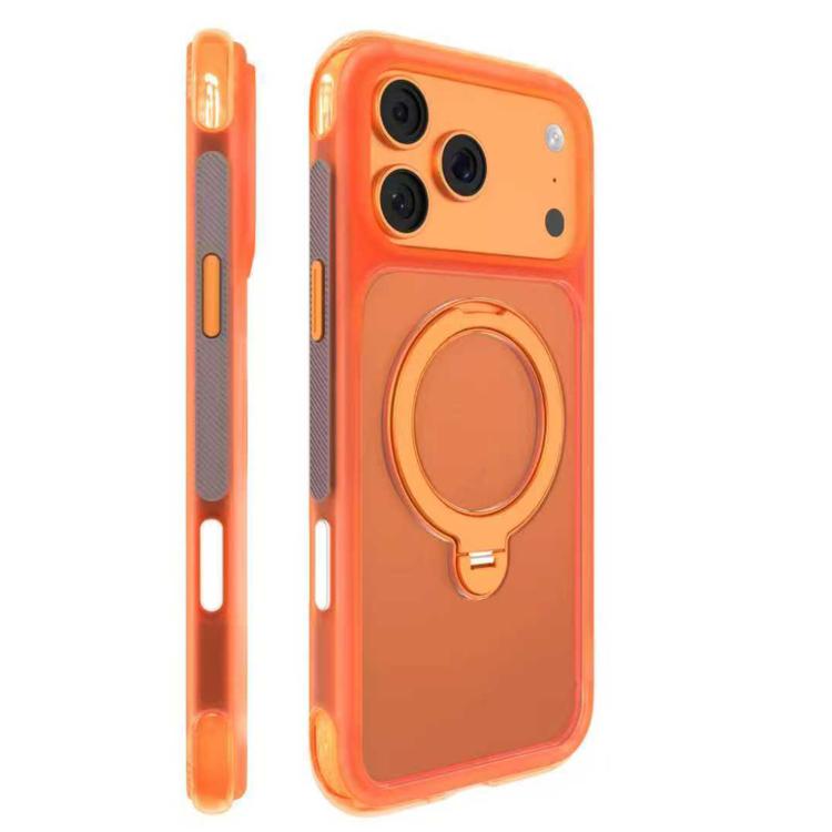 For iPhone 17 Pro Mutural ArtShield Series Magnetic Holder Phone Case(Orange)