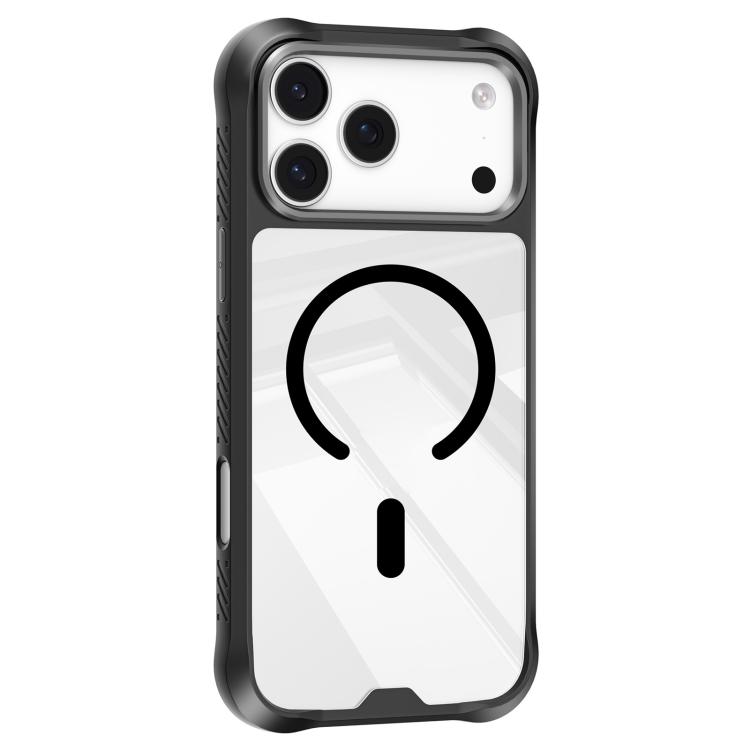 For iPhone 17 Pro Mutural Clear Armor Series MagSafe PC Hybrid TPU Phone Case(Black)