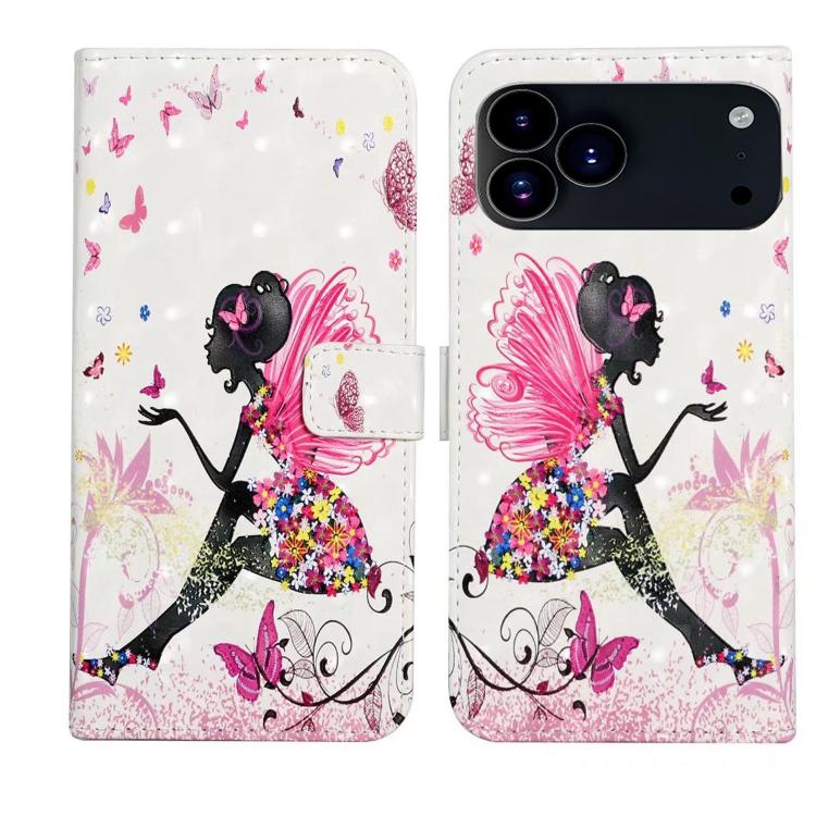 For iPhone 17 Pro Oil Embossed 3D Drawing Leather Phone Case(Flower Fairy)