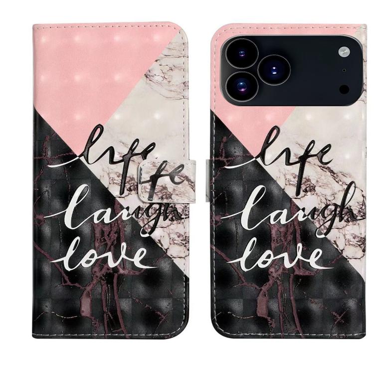 For iPhone 17 Pro Oil Embossed 3D Drawing Leather Phone Case(Stitching Marble)