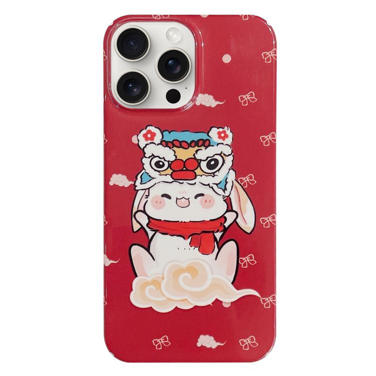 For iPhone 17 Pro Painted Pattern PC Phone Case(Bunny Red)