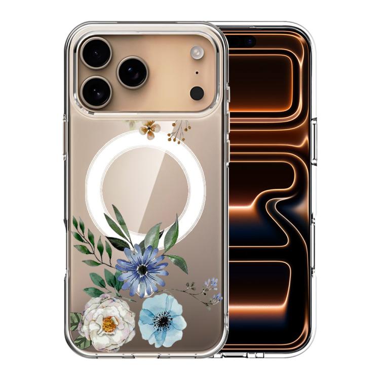 For iPhone 17 Pro Pattern Printing TPU + PC Magnetic Shockproof Phone Case(Blue 002)