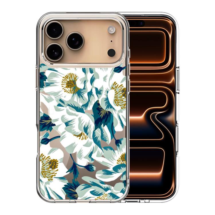 For iPhone 17 Pro Pattern Printing TPU + PC Magnetic Shockproof Phone Case(Blue White 003)