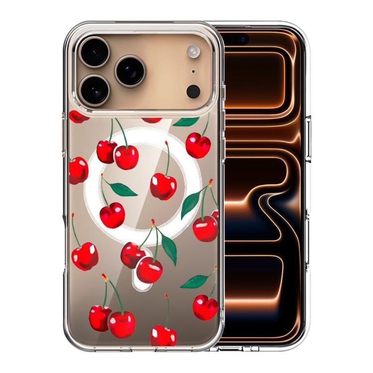 For iPhone 17 Pro Pattern Printing TPU + PC Magnetic Shockproof Phone Case(Cherry 030)