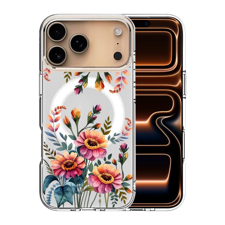 For iPhone 17 Pro Pattern Printing TPU + PC Magnetic Shockproof Phone Case(Flower 038)