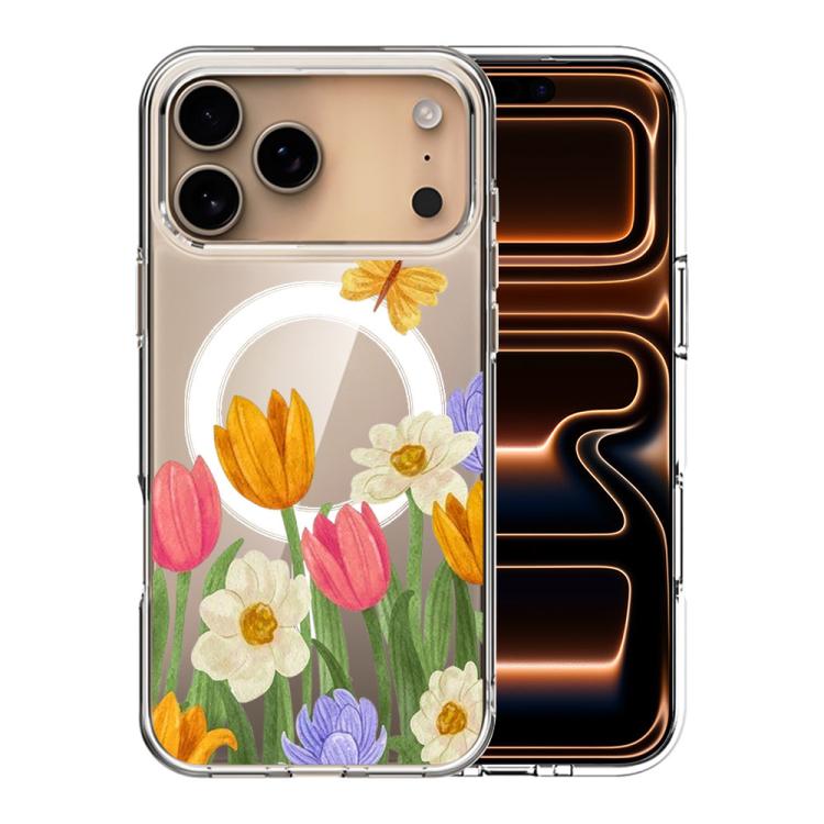 For iPhone 17 Pro Pattern Printing TPU + PC Magnetic Shockproof Phone Case(Orange 007)