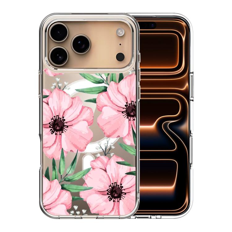 For iPhone 17 Pro Pattern Printing TPU + PC Magnetic Shockproof Phone Case(Pink 005)