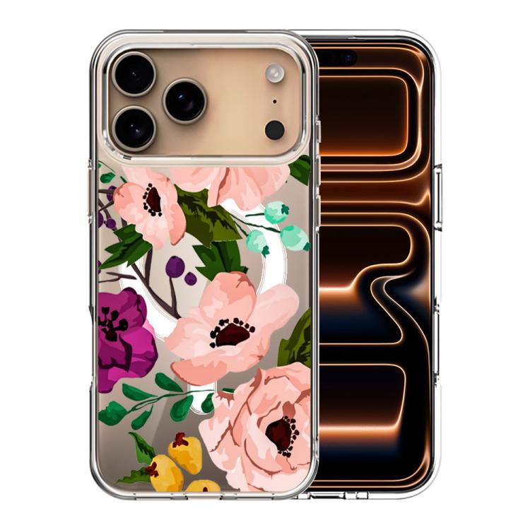 For iPhone 17 Pro Pattern Printing TPU + PC Magnetic Shockproof Phone Case(Pink 009)