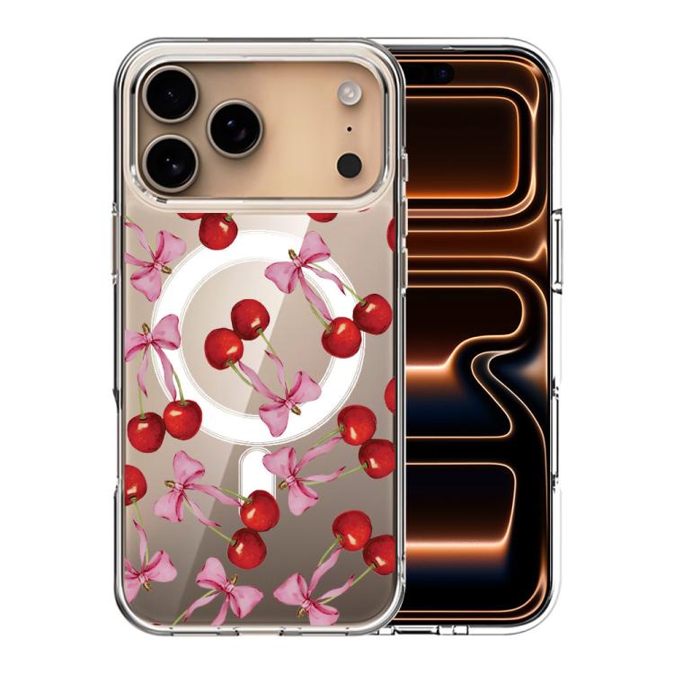For iPhone 17 Pro Pattern Printing TPU + PC Magnetic Shockproof Phone Case(Pink Red 021)